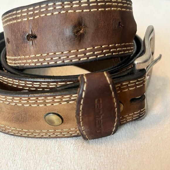 Carhartt Brown Cowhide Leather Belt SZ 45 - Picture 5 of 9